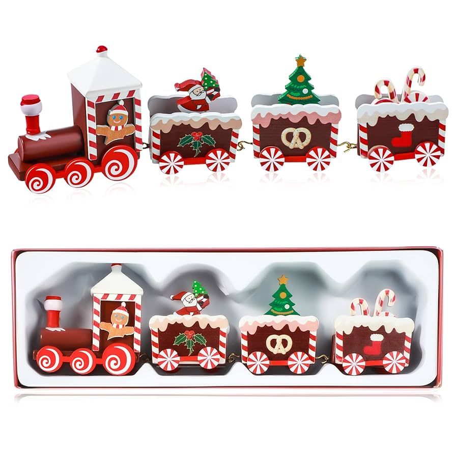 Decorative Wood Train クリスマス デコレーション Amazon.com: Yulejo Christmas Train Painted Wooden Christmas